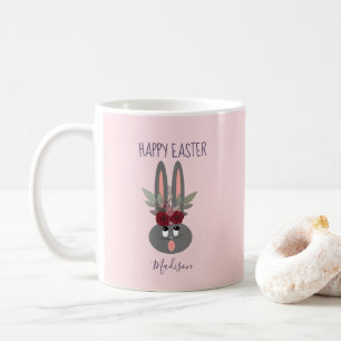 Mug Elégant Blush Pink Bunny de Pâques Personnalisé