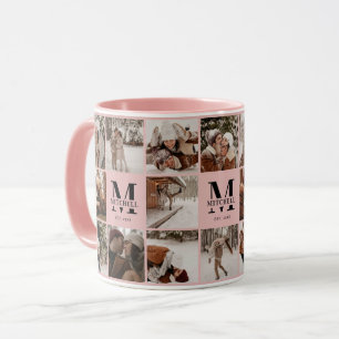 Mug Élégant Blush Pink Multi-Photo Collectionner