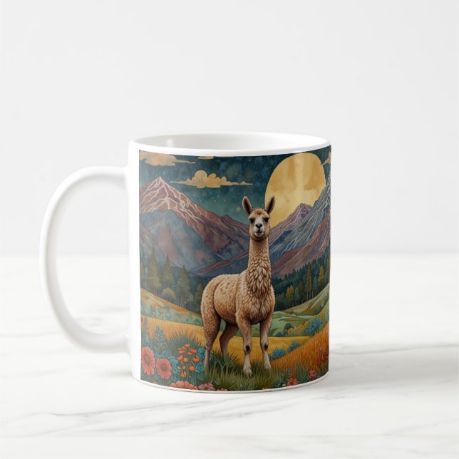 Mug Elégant boho llama alpaga paysage vintage (Gauche)