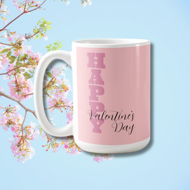 Mug Elégant bonbon rose et noir Joyeux Valentines Day (Créateur téléchargé)