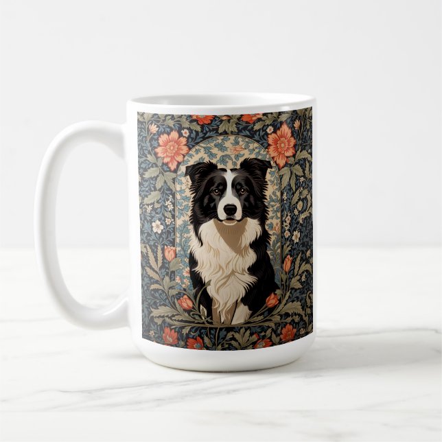 Mug Elégant Bordure Collie William Morris Inspiré (Gauche)