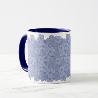 Mug Élégant Bouton à fleurs bleues