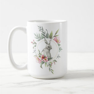 Mug Elégant Bunny de Pâques design floral