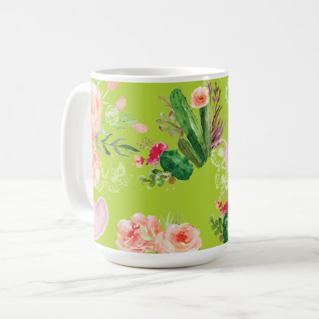 Mug Élégant cactus floral (Devant gauche)
