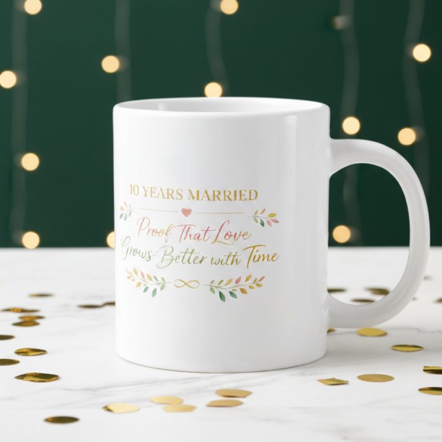 Mug Élégant Cadeau pour 10 Ans de Mariage (Créateur téléchargé)