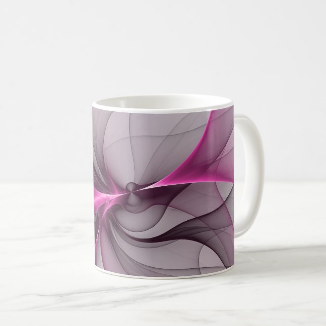 Mug Elégant Chaos Moderne Abstrait rose Fractal Art (Devant droit)