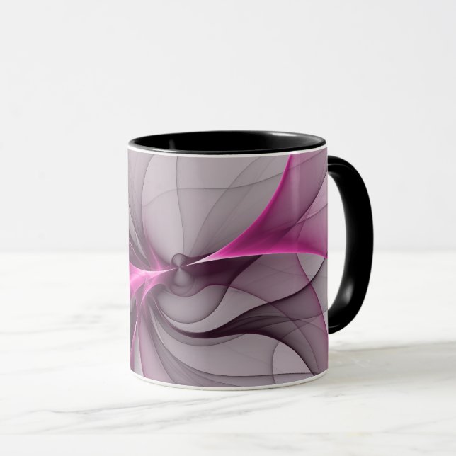 Mug Élégant Chaos Moderne Art Fractal Abstrait Rose (Devant droit)