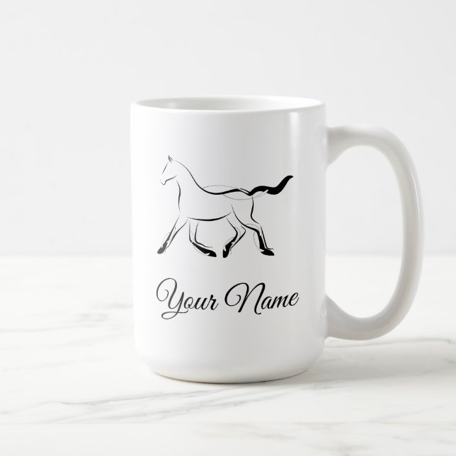 Mug Élégant cheval en couleur noire (Droite)
