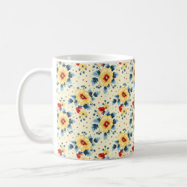 Mug Élégant Chic Coloré Moderne Fleurs  (Gauche)