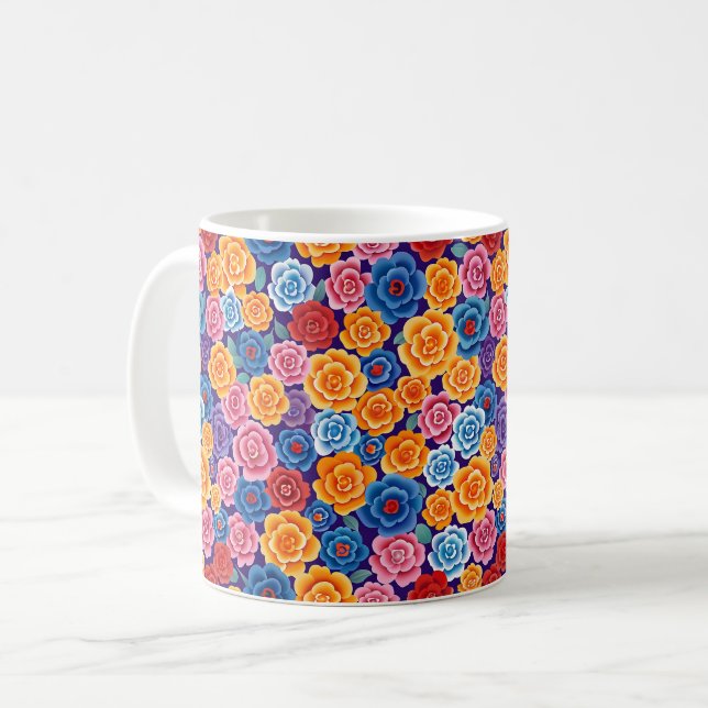 Mug Élégant Chic Coloré Moderne Roses (Devant gauche)