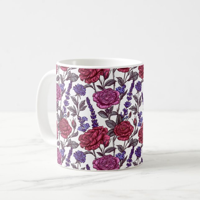 Mug Élégant Chic Coloré Stylé Roses Rustiques (Devant gauche)