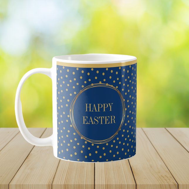 Mug Elégant Chic Gold Pois heureux Pâques (Elegant Chic Gold Polka Dots Happy Easter Coffee Mug)
