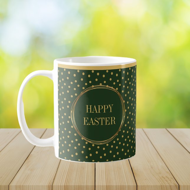 Mug Elégant Chic Gold Pois heureux Pâques (Elegant Chic Spring Joy Gold Polka Dots Religious Christian Happy Easter Coffee Mug)