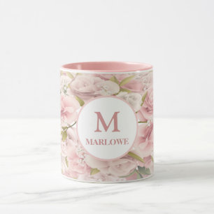 Mug Élégant chic romantique rose floral