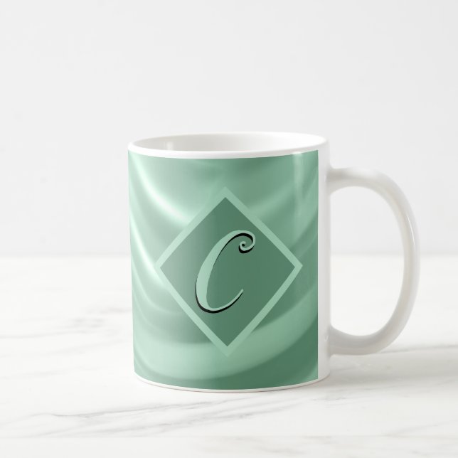 Mug Élégant Chic Turquoise Monogramme élégant (Droite)