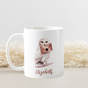 Mug Elégant Chouette aquarelle Nom personnalisé