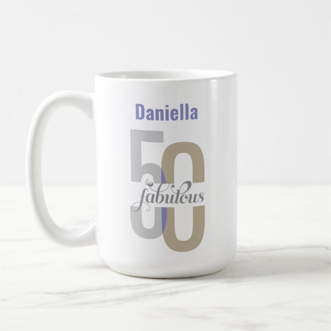 Mug Elégant Cinquante et fabuleux 50e anniversaire Nom (Gauche)