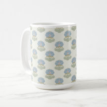 Élégant Classique Bleu Vert Arts & Crafts Floral