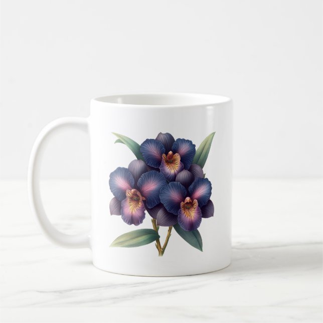 Mug Elégant classique marine bleu et violet orchidée (Gauche)