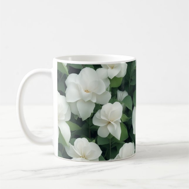 Mug Élégant classique vert botanique blanc floral (Gauche)