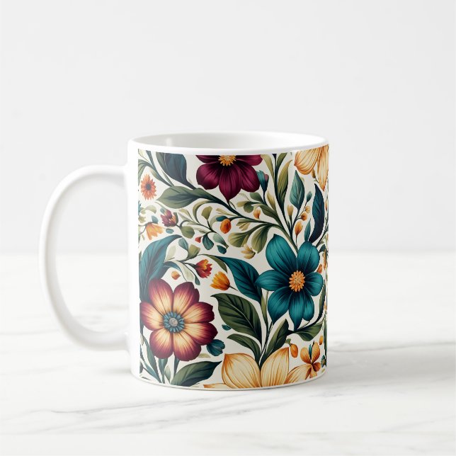 Mug Élégant Classy Beau Art Floral Coloré (Gauche)