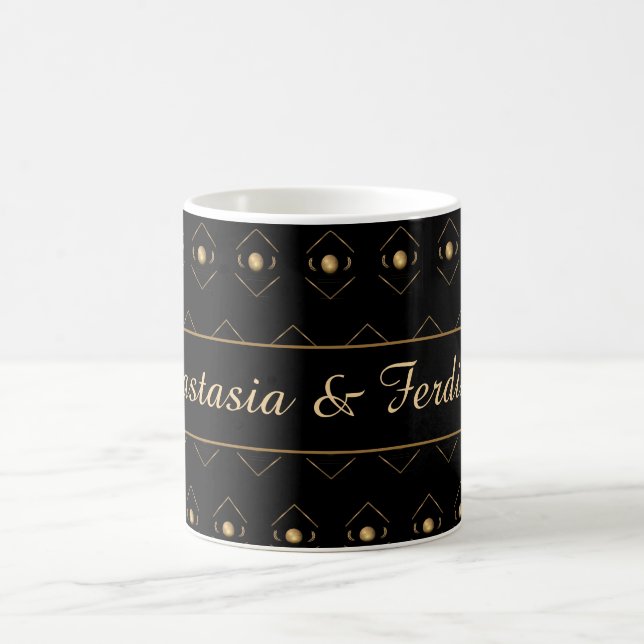 Mug Elégant Couple Gold Black Motif Personnaliser (Centre)