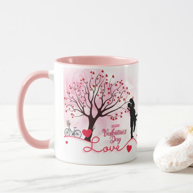 Mug Elegant Couple Lover Valentine's Day (Avec donut)