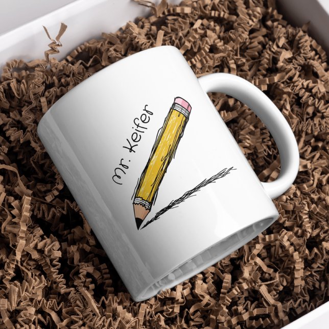 Mug Elégant Crayon Illustré Enseignants Personnalisés (Créateur téléchargé)