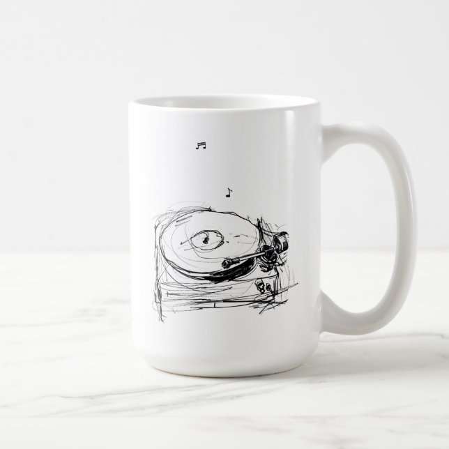 Mug Elégant croquis de gramophone Abstrait (Droite)