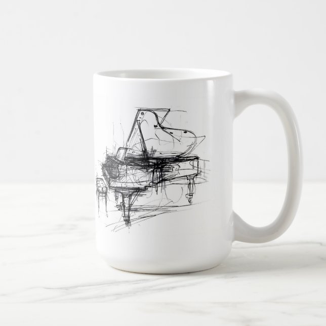 Mug Elégant croquis de piano Abstrait (Droite)