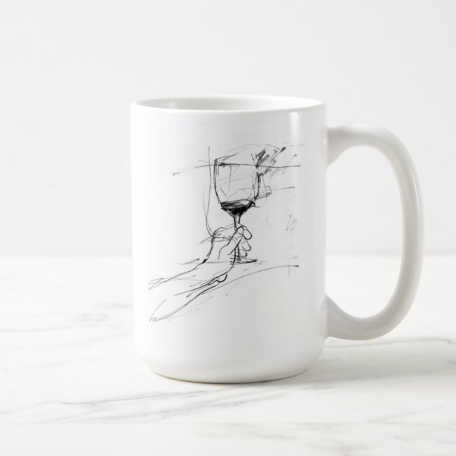 Mug Elégant croquis de toast en verre de vin (Droite)