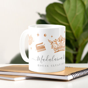 Mug Élégant Cuivre Royal Floral & Nettoyage du feuilla