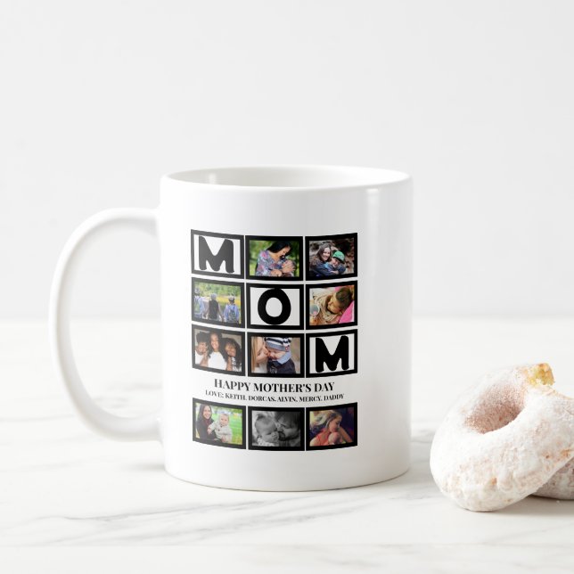 Mug Elégant Custom Happy Mothers Day 9 Photo Collage (Avec donut)