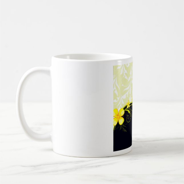Mug Élégant damas floral jaune (Gauche)