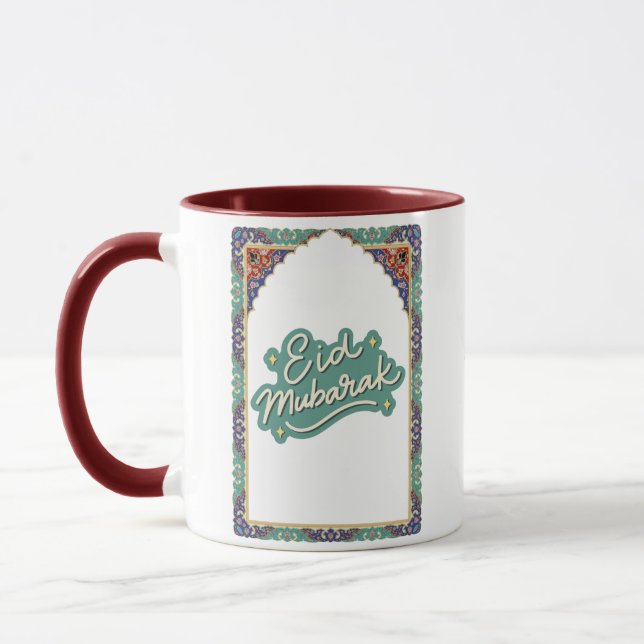 Mug élégant de cadeau d'Eid Mubarak avec design tu (Gauche)