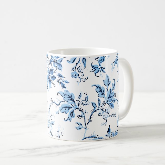 Mug Elegant Delft Blue et White Floral (Devant droit)