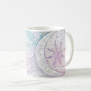 Mug Élégant design en argent de Sun Moon Mandala