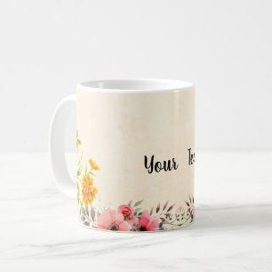 Mug élégant design floral vintage avec votre texte