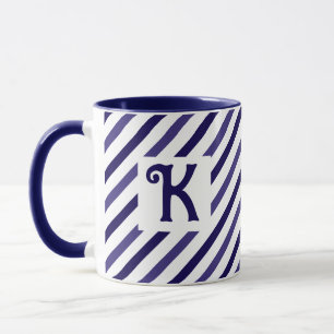 Mug Élégant diagonale rayures bleu foncé nouveauté ini