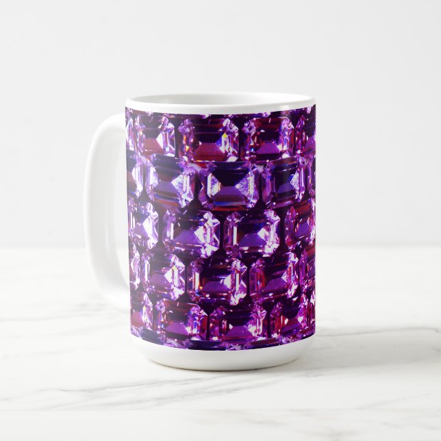 Mug Élégant diamants de pierres précieuses violettes (Devant gauche)