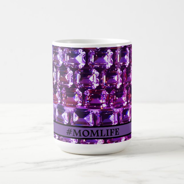 Mug Élégant diamants de pierres précieuses violettes (Centre)