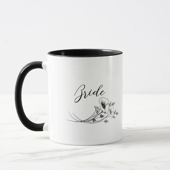 Mug Élégant Doodle Fleur sauvage de mariée (Gauche)