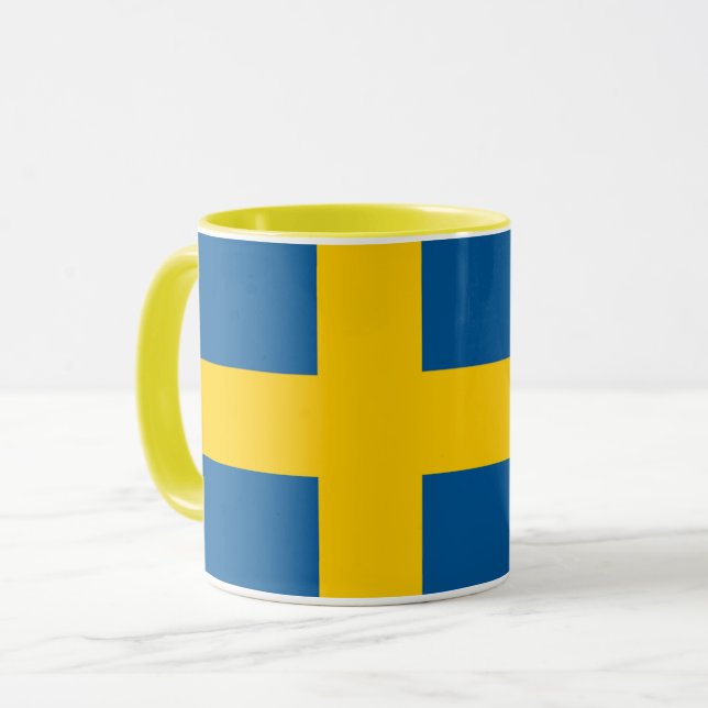 Mug Elégant Drapeau Suédois Jaune & Bleu (Devant gauche)
