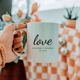 Mug Élégant écriture "Amour" Noms de couple personnali