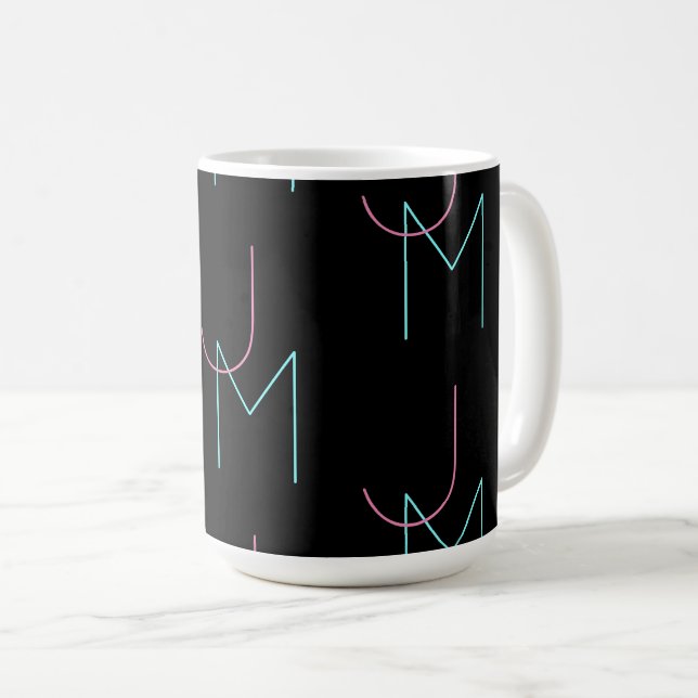 Mug Élégant Éditable Deux Initiales Modernes Carrelées (Devant droit)