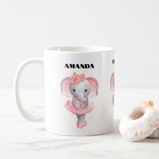Mug Élégant Éléphant Ballerine En Pointe (Avec donut)