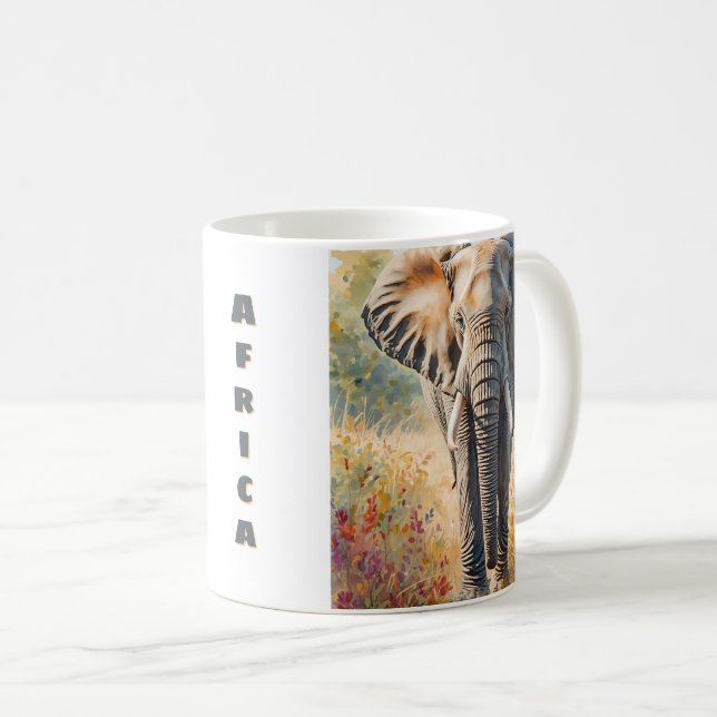 Mug Élégant Éléphant d'Afrique Rétro (Devant droit)