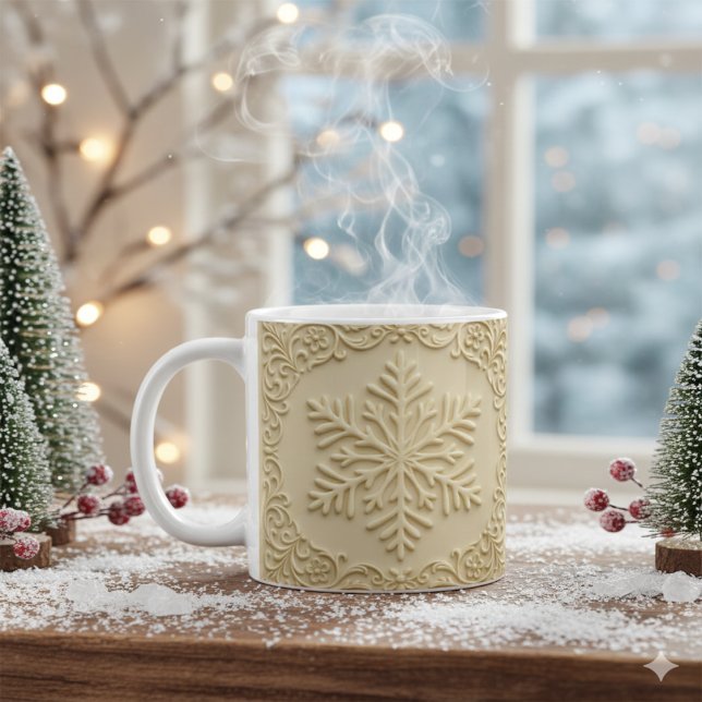 Mug Elegant Embossed Snowflake Holiday Art (Créateur téléchargé)