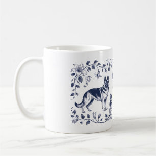 Mug élégant en art sur le Berger allemand – Fleur 