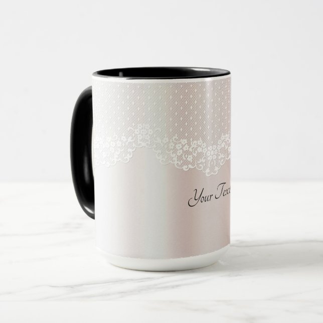 Mug Élégant en Dentelle Florale (Devant gauche)